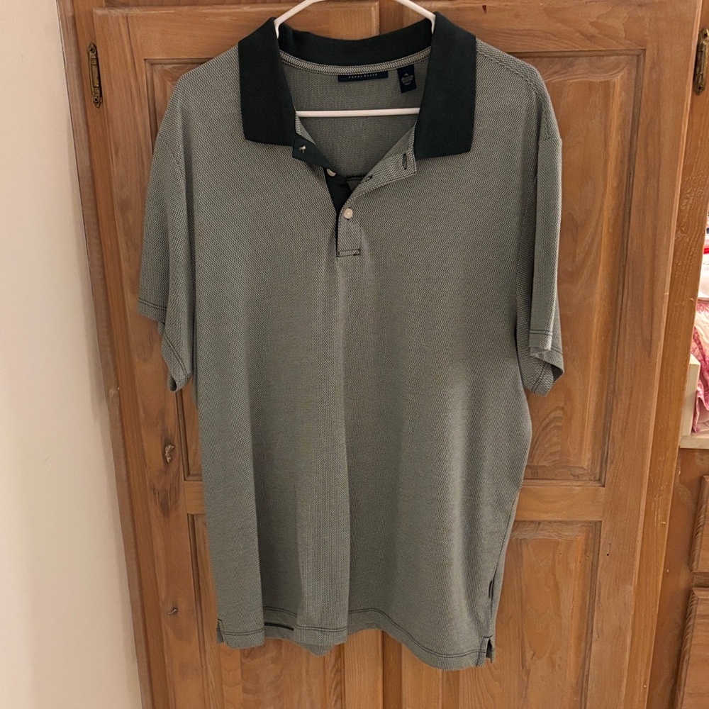 Perry Ellis Gray Polo Shirt with Black Collar